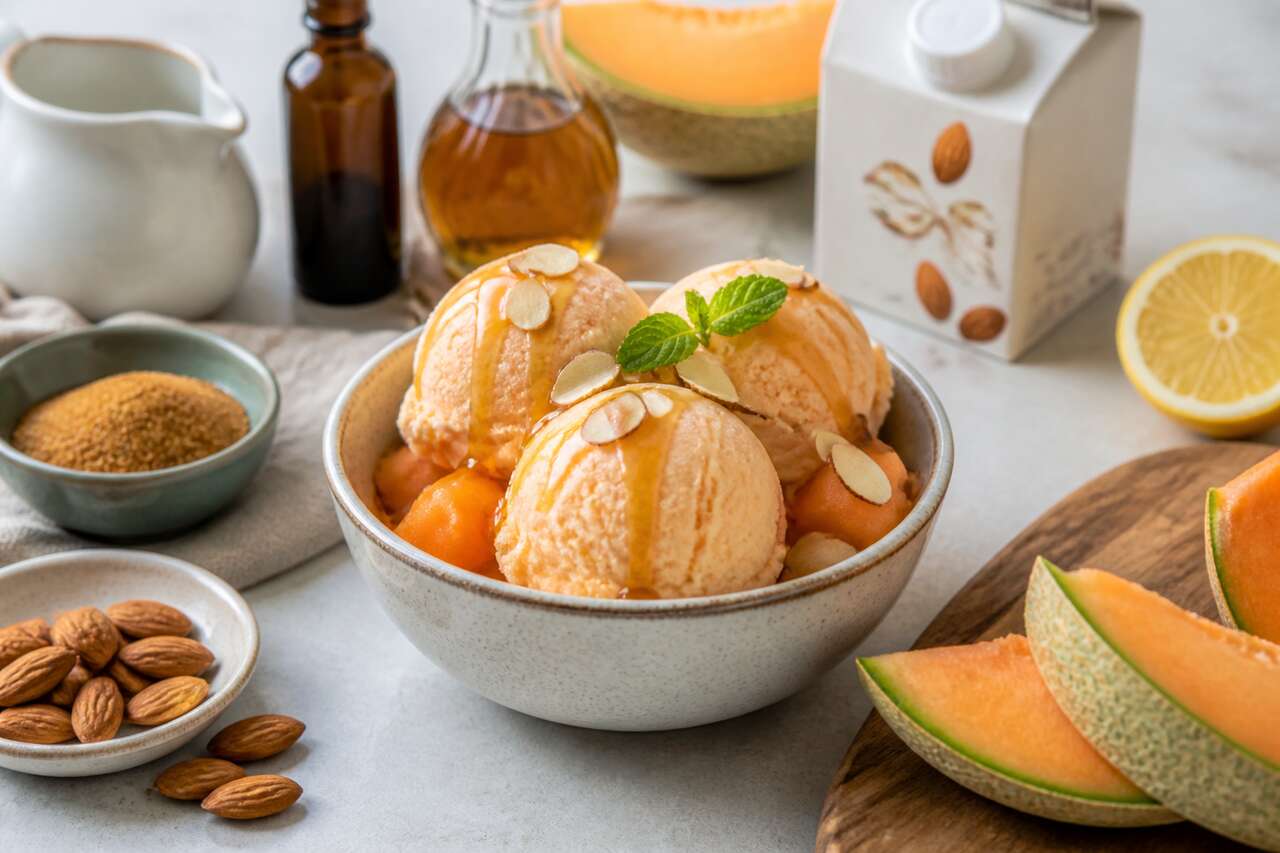 Crème glacée au melon et lait d'amande : recette rafraîchissante