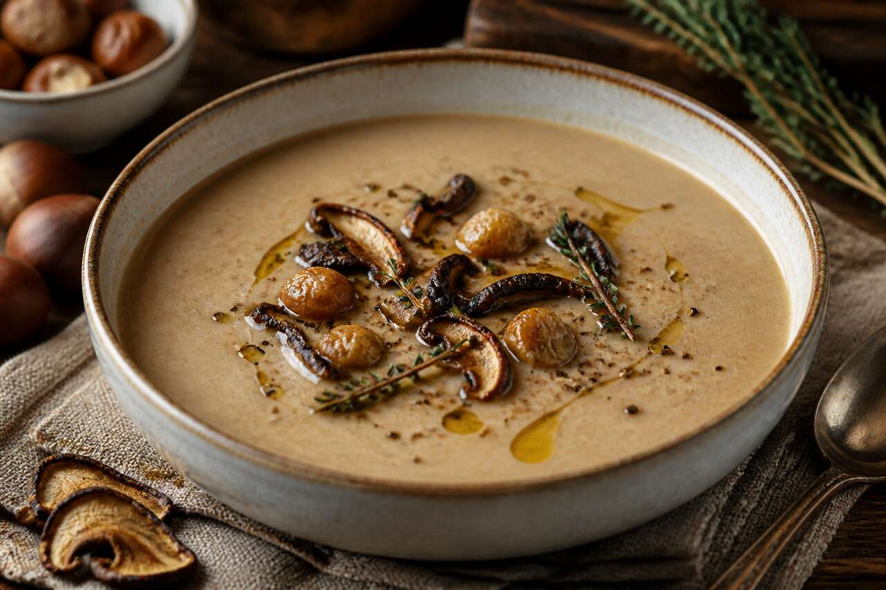 Velouté de champignons et châtaignes : la recette gourmande