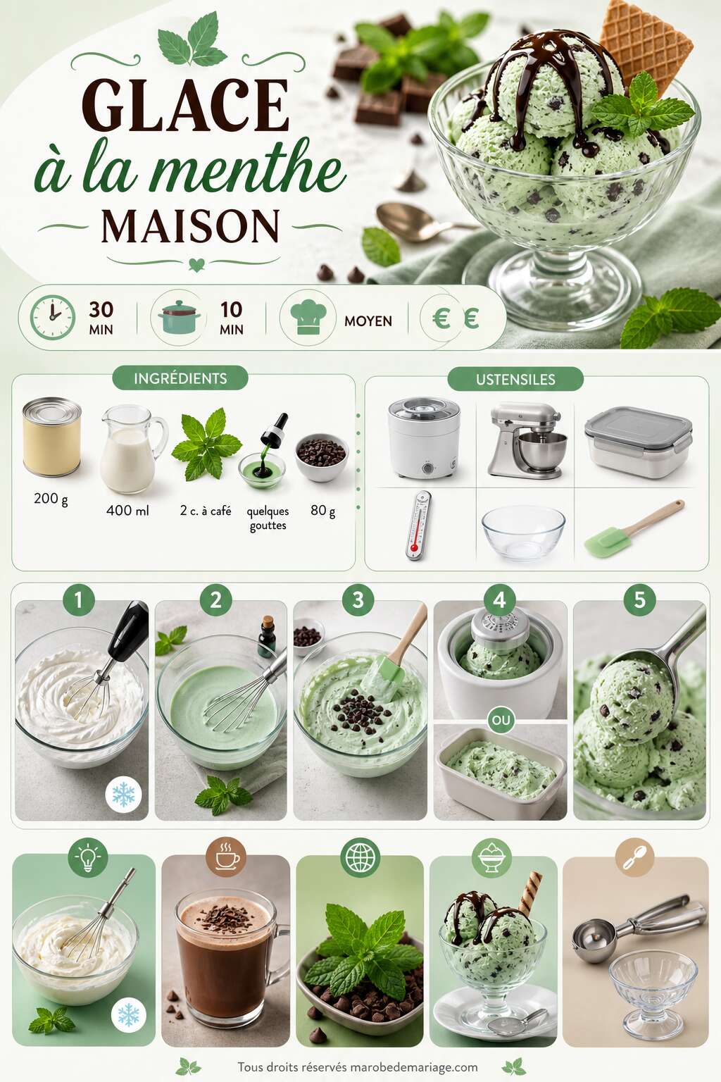Fiche recette Recette de glace &agrave; la menthe maison