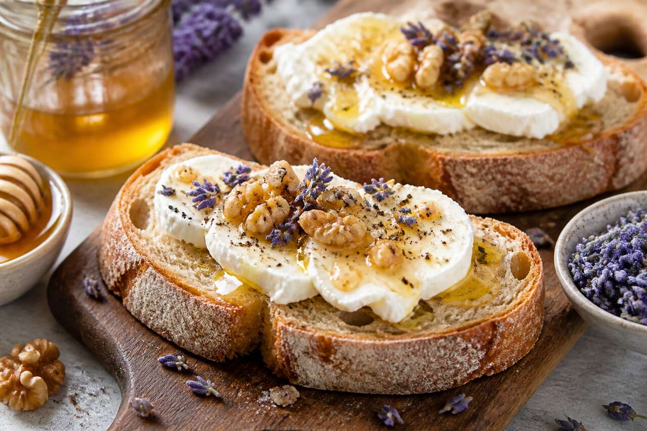 Tartine chĂšvre, miel et lavande : recette gourmande