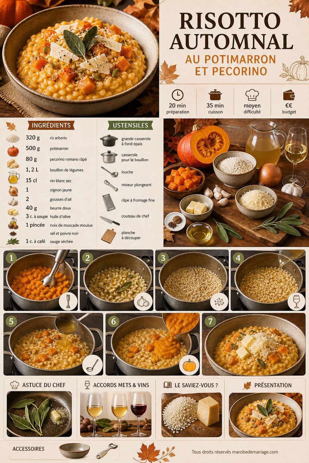 Fiche recette Risotto automnal au potimarron et Pecorino