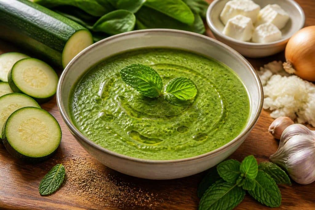 Velouté de courgette : recette au fromage frais et menthe