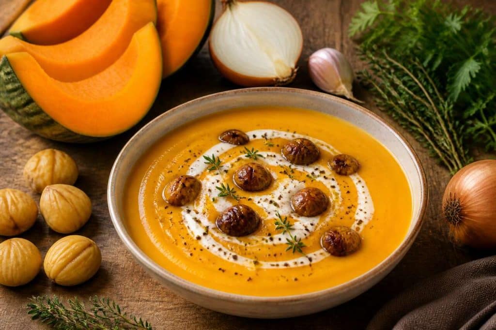 Velouté de potiron et châtaigne : recette savoureuse