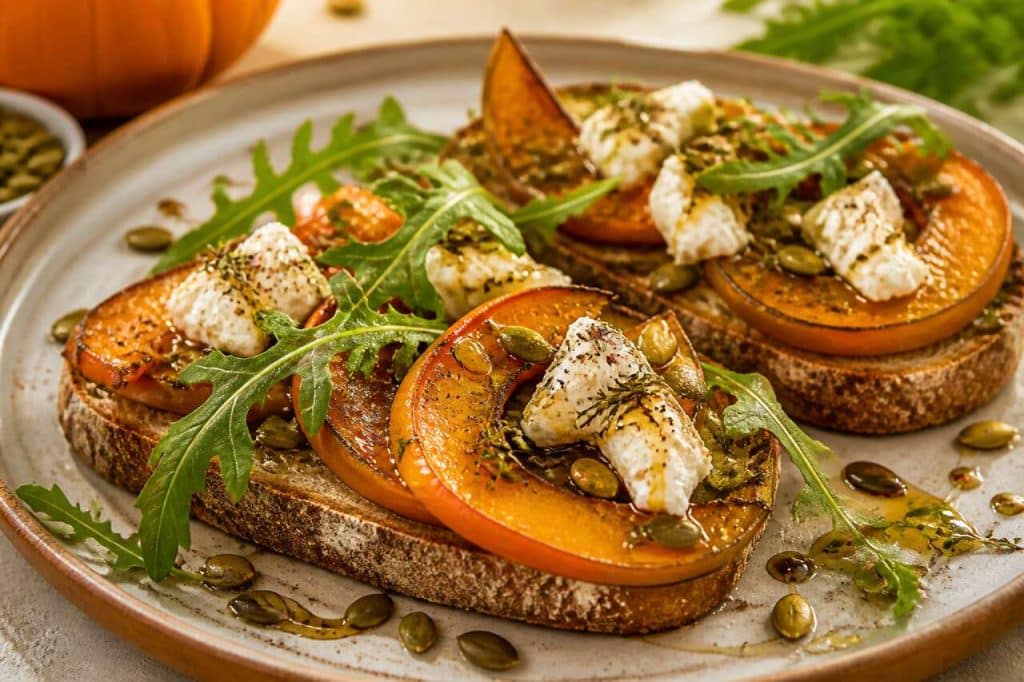 Tartine au chèvre et potimarron rôti : recette savoureuse