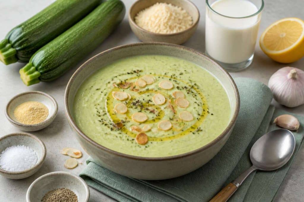 Soupe froide amande et courgette : recette savoureuse et légère