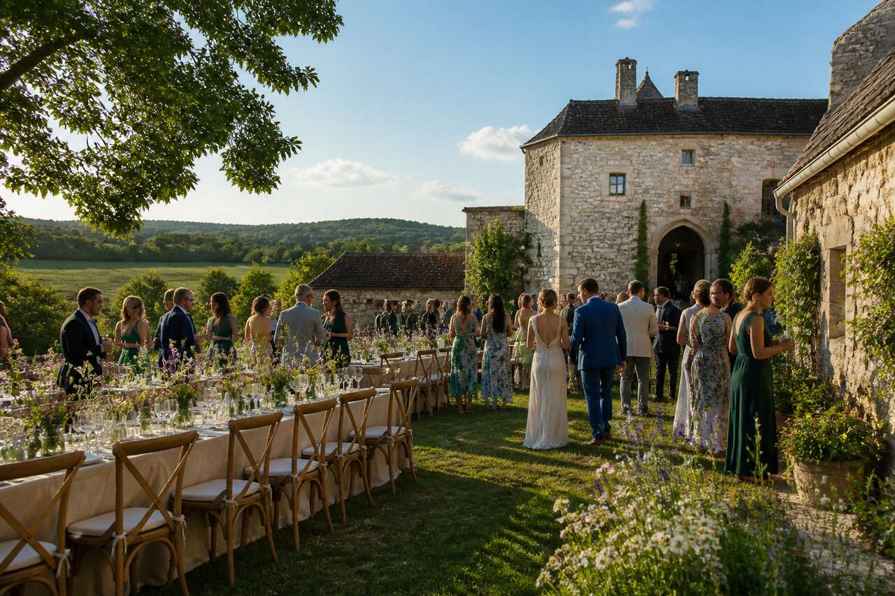 Le charme d'un mariage champêtre dans une ferme fortifiée