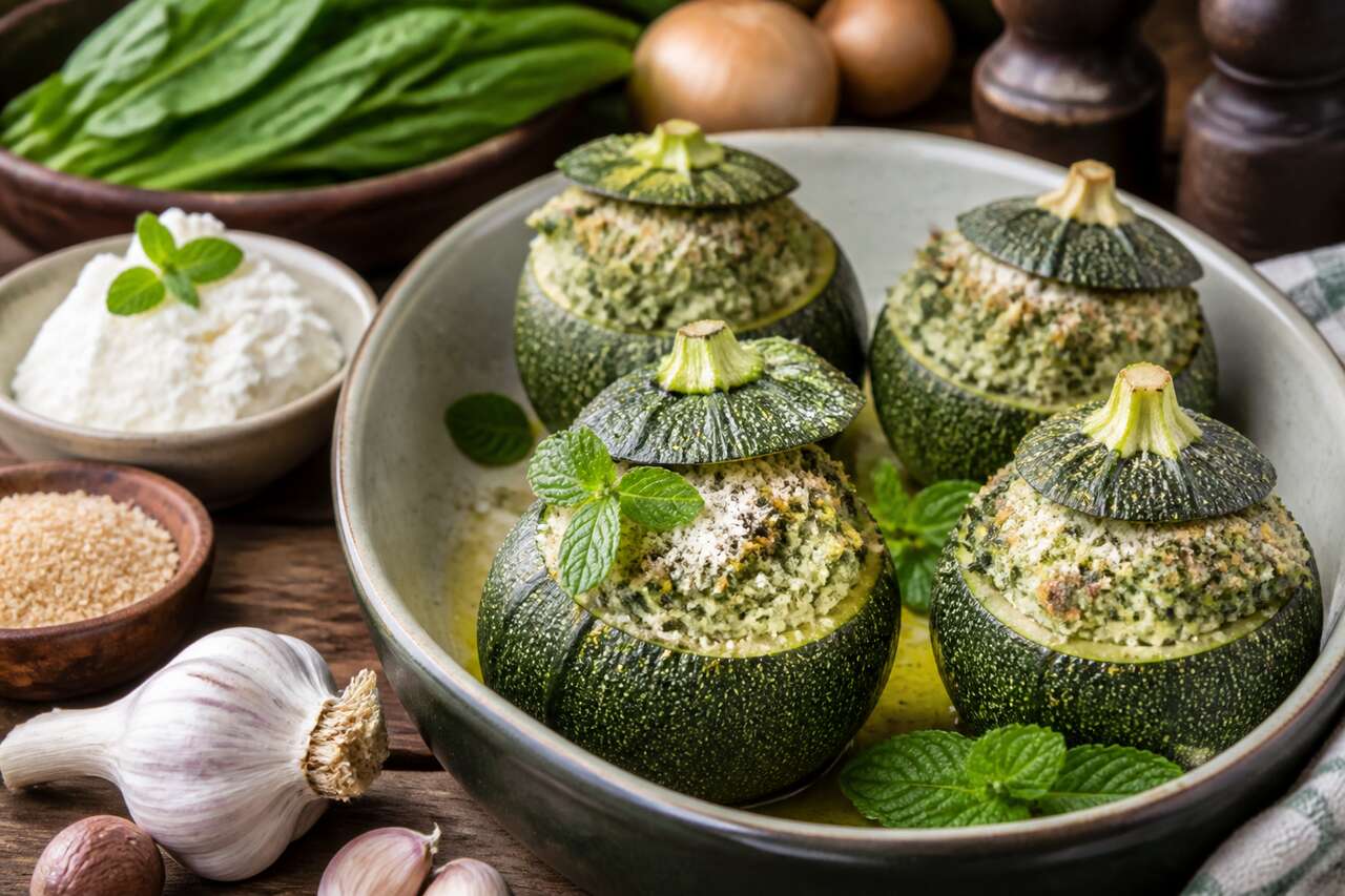 Courgettes farcies à l'oseille et à la menthe : recette végétarienne savoureuse