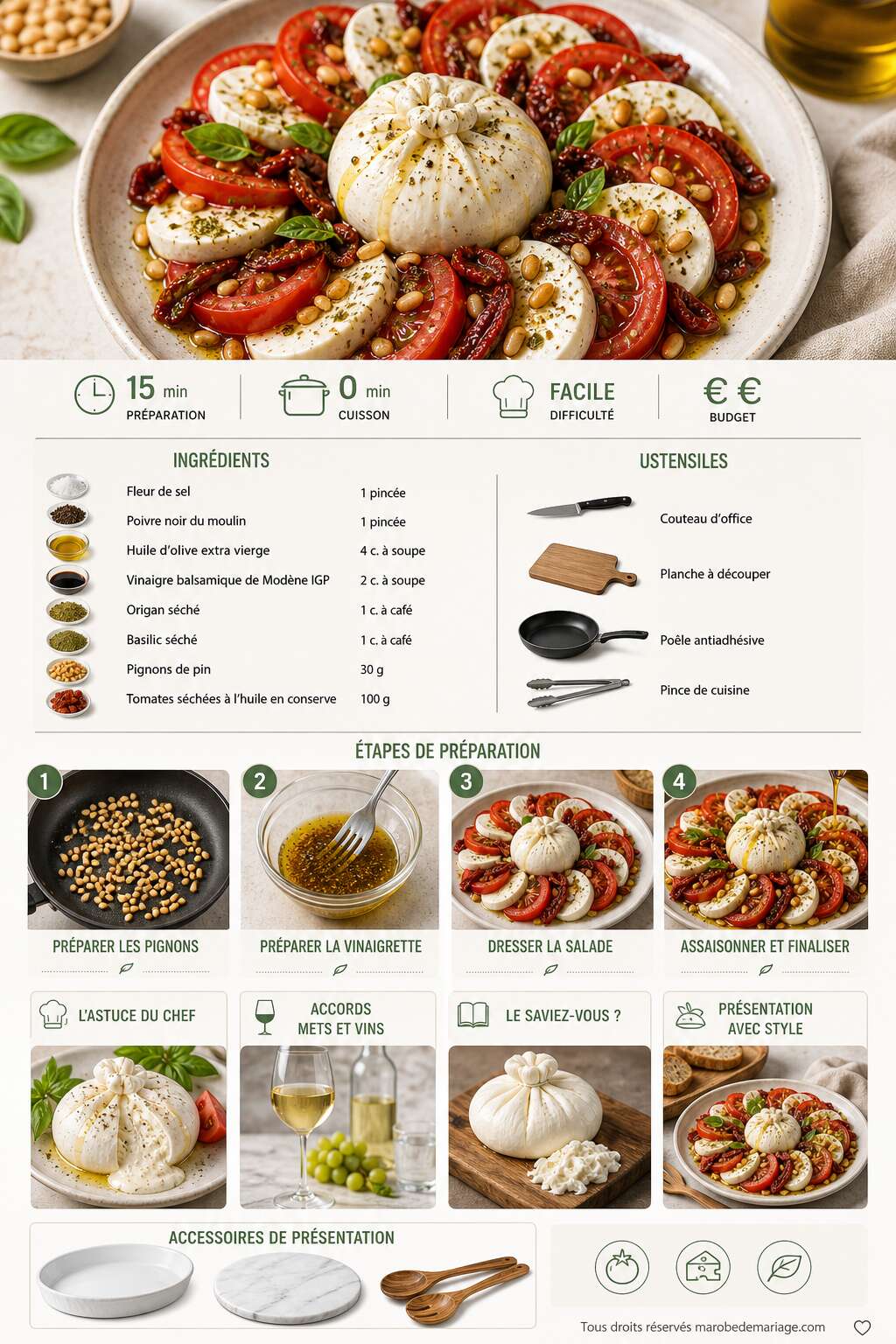 Fiche recette Salade de tomates, mozzarella et burrata : une recette savoureuse